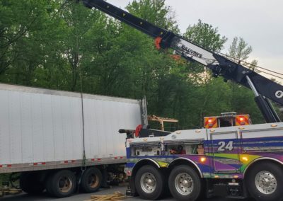 Semi truck recovery by Sullivan's Towing & Recovery